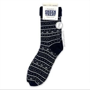 Green Treat Men’s 1 Pair SuperSoft Striped Print Christmas Slipper Socks